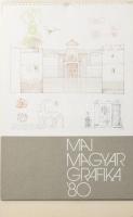 1980 Mai magyar grafika naptár-plakát, havi bontásban egy-egy grafikus művével illusztrált. Többek közt Szemethy Imre, Kovács Tamás, Würtz Ádám, Reich Károly, Somogyi Győző és Méhes László alkotásainak reprodukcióival. 47,5x32 cm.
