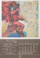 1980 Mai magyar grafika naptár-plakát, havi bontásban egy-egy grafikus művével illusztrált. Többek k...