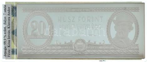 1975. 20Ft Ag bankjegyveret (217,7g/7 uncia/0.999/70x154mm) + 1980. 20Ft fóliatokban T:PP,UNC 
Hung...
