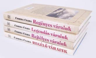 Csorba Csaba várkönyv-sorozatának 4 kötete: Regélő váraink; Legendás váraink; Regényes váraink; Rejtélyes váraink. Bp., 1997-2002, Magyar Könyvklub. Fekete-fehér képekkel illusztrálva. Kiadói kartonált papírkötés, jó állapotban.