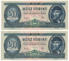 1962. 20Ft (2x) sorszámkövető "C 200 084153 - C 200 084154" T:UNC
Adamo F13