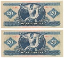 1962. 20Ft (2x) sorszámkövető "C 200 084153 - C 200 084154" T:UNC
Adamo F13