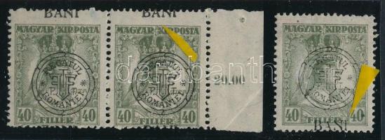 Nagyvárad 1919 Zita 40f bélyeg és ívszéli pár eltolódott felülnyomásokkal, Bodor vizsgálójellel