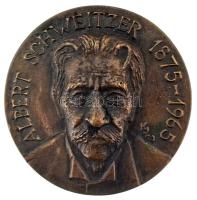 Kampfl József (1938-2020) 1990. "Albert Schweitzer 1875-1965" kétoldalas, öntött bronz emlékérem (69mm) T:AU