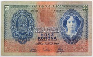 1907. 20K "1906 073263" T:F,VG Hungary 1907. 20 Korona "1906 073263" C:F,VG Adamo K16