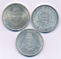 1935. 2P Ag "Pázmány" + 2P Ag "Rákóczi" + 1936. 2P Ag "Liszt Ferenc" - "Pázmány-sor" kapszulában T:AU,XF patina Hungary 1935. 2 Pengő Ag "Pázmány" + 2 Pengő Ag "Rákóczi" + 1936. 2 Pengő Ag "Liszt Ferenc" - "Pázmány-series" in capsule C:AU,XF patina Adamo P7.1, P7.2, P7.3, Krause KM#513, KM#514, KM#515