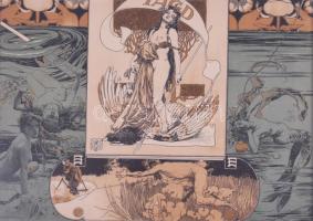 Koloman Moser (1868-1918): Szecessziós grafika ca 1910. 30x23 cm Paszpartuzva, modern keretben