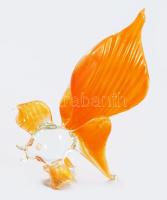 Murano art aranyhal figura, részben színezett üveg, jelzés nélkül, hibátlan, m: 11 cm