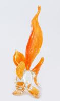 Murano art aranyhal figura, részben színezett üveg, jelzés nélkül, hibátlan, m: 11 cm