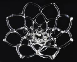 Iparművész kristály gyümölcskínáló, címkével jelzett, hibátlan, d: 27 cm, m. 11 cm
