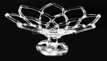Iparművész kristály gyümölcskínáló, címkével jelzett, hibátlan, d: 27 cm, m. 11 cm