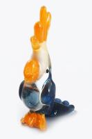 Murano art kakadu figura, színezett üveg, jelzés nélkül, hibátlan, m: 8 cm