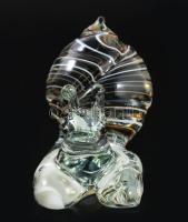 Murano art éti csiga figura, részben színezett üveg, jelzés nélkül, hibátlan, h: 6 cm