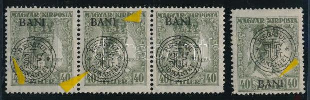 Nagyvárad 1919 Zita 40f bélyeg és 3-as csík lemezhibákkal, Bodor vizsgálójellel