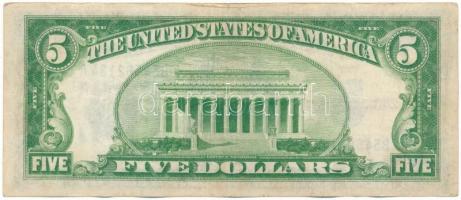 Amerikai Egyesült Államok 1934. 5$ "Silver Certificate - kisméretű" kék pecsét "Willi...