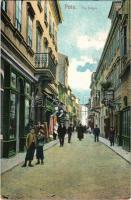 1909 Pola, Pula; Via Sergia / street view, shops. Ed. G. Fano (EB)