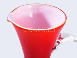 Murano kétrétegű vérvörös kancsóváza, jelzés nélkül, hibátlan, m: 25 cm