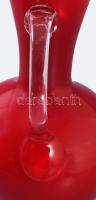 Murano kétrétegű vérvörös kancsóváza, jelzés nélkül, hibátlan, m: 25 cm