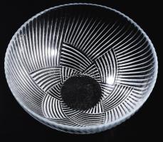 Modern bordázott kristályüveg kínáló, hibátlan, d: 23,5 cm, m: 10,5 cm