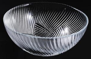 Modern bordázott kristályüveg kínáló, hibátlan, d: 23,5 cm, m: 10,5 cm