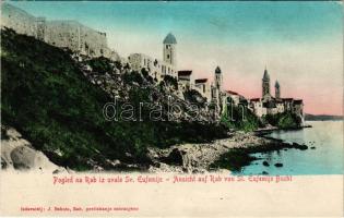 1909 Rab, Arbe; Ansicht auf Rab von St. Eufemije Bucht / Pogled na Rab iz uvale Sv. Eufemije. J. Bakota (EK)