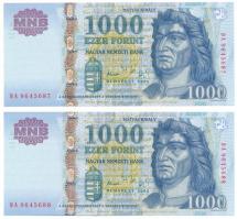 2005. 1000Ft (2x) sorszámkövetők "DA 9645687 - DA 9645688" T:AU