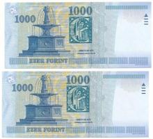 2005. 1000Ft (2x) sorszámkövetők "DA 9645687 - DA 9645688" T:AU