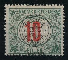 Nagyvárad 1919 Pirosszámú zöldportó 10f eltolódott felülnyomással, Bodor vizsgálójellel