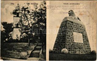 Dég, Református templom, Hősök emlékszobra. Karinger Károly kiadása (EB)