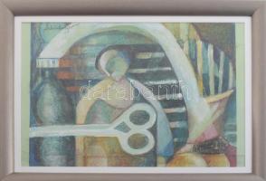 Schönberger jelzéssel: Női alak. Vegyes technika, karton. Kissé sérült. Plexiüvegezett keretben. 32,5x38 cm