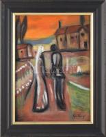 Gulácsy jelzéssel: Találkozás. Olaj, karton. Fakeretben. 29×20,5 cm