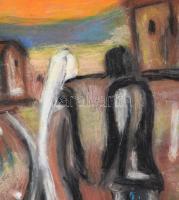 Gulácsy jelzéssel: Találkozás. Olaj, karton. Fakeretben. 29×20,5 cm