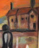 Gulácsy jelzéssel: Találkozás. Olaj, karton. Fakeretben. 29×20,5 cm