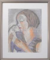 Schönberger jelzéssel: Békegalamb. Vegyes technika, papír. 39,5x30 cm. Plexiüvegezett fakeretben.