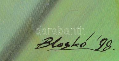 Blaskó Zoltán (?-): Virágcsendélet. Olaj, farost, jelzett, keretben, 53×44 cm