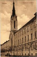 Kalocsa, A J. t. Stephaneum homlokzata. Divald és Monostory, Budapest (gyűrődés / crease)