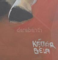 Kádár Béla jelzéssel: Ló és lovas. Olaj, papír. Üvegezett fakeretben. 85x66 cm