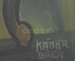 Kádár Béla jelzéssel: Hangszeren játszó hölgy. Olaj, karton. Üvegezett, sérült fakeretben, 68x56 cm