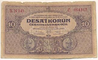 Csehszlovákia 1927. 10K "N 148 092382" T:VG Czechoslovakia 1927. 10 Korun "N 148 092382" C:VG Krause 20.