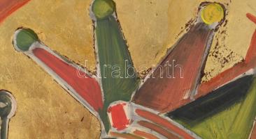 Kondor Béla jelzéssel: Király. Olaj, farost, faroston több lyukkal, fakeretben, 55x51 cm