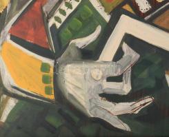 Kondor Béla jelzéssel: Király. Olaj, farost, faroston több lyukkal, fakeretben, 55x51 cm