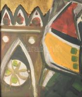 Kondor Béla jelzéssel: Király. Olaj, farost, faroston több lyukkal, fakeretben, 55x51 cm