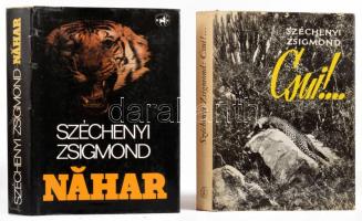 2 db Széchenyi Zsigmond kötet: Nahar. Indiai útinapló. Bp., 1987, Szépirodalmi 6. kiadás. Kiadói kartonált papírkötés, papír védőborítóban + Csui!... Afrikai vadásznapló 1928. október-1929. április. Bp., 1973, Szépirodalmi Könyvkiadó. Kiadói egészvászon-kötés, papír védőborítóval, ajándékozási sorokkal.