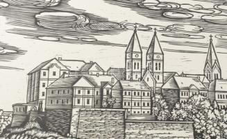 Varga Mátyás (1910-2002): Veszprém, 1975. Fametszet, papír, jelzett a metszeten, 46×66 cm