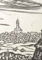 Varga Mátyás (1910-2002): Veszprém, 1975. Fametszet, papír, jelzett a metszeten, 46×66 cm