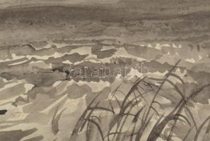 Varga Mátyás (1910-2002): Balatonvilágos (Vihar készül), 1954. Lavírozott tus, papír, jelzett, paszp...