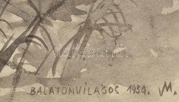 Varga Mátyás (1910-2002): Balatonvilágos (Vihar készül), 1954. Lavírozott tus, papír, jelzett, paszp...