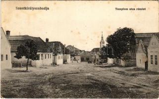 Szentkirályszabadja, templom, utca részlet. Fürst József kiadása (EB)