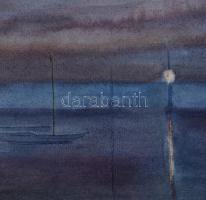 Varga Mátyás (1910-2002): Siófok (Balatoni kikötő), 1955. Akvarell, papír, jelzett, paszpartuban, 30...