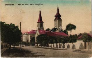 1916 Derecske, Református és római katolikus templom (fl)